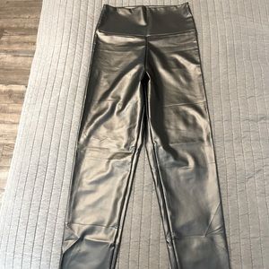 Black faux leather pants